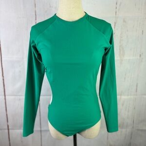 NWOT MIGA Swimwear Green Surfer Swimsuit Zip Up Size S With Cut Out